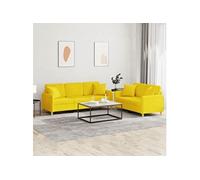 2-delige Loungeset met kussens stof lichtgeel3202139