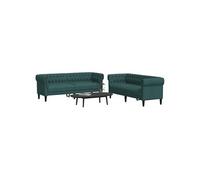 Ensemble de canapés 2 pcs vert foncé tissu