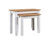 vidaXL Tables gigognes 2pcs Blanc Bois pin massif Assortiment Panama