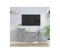 Vidaxl Ensemble De Meubles Tv 2 Pcs Gris Béton Bois D'ingénierie Marron