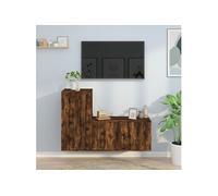 vidaXL 2-delige Tv-meubelset bewerkt hout gerookt eikenkleurig3188475 Marron G