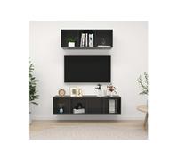 2-delige Tv-meubelset spaanplaat hoogglans grijs3079798