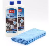 2 Détartrant Liquide pour Cafetières à Filtre + Chiffon Microfibre compatible avec Melitta EASY - 6729530, 6729547, EASY II - 0060600-2x 250 ml - Pour Machines à Café, Accessoires