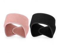 2 Deux articles Bandeaux Cache Oreille Femme Réglables Noir & Rose | Polaire douce, 57 x 11 cm, réglable 52-60 cm pour sport et hiver; bandeau running femme, cache oreille