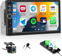 2 Din Car Stereo with Wired Carplay/Android Auto,7 Inch HD Screen with Bluetooth Handsfree Function,Mirror Link,FM/USB/AUX/TF Radio+Rear View Camera and Steering Wheel Controls