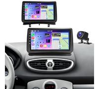 2 Din Écran Tactile 9 Pouces Autoradio pour Renault Clio 3 2005-2014 4G+64G | Android 14 pour Clio 3 avec CarPlay Android Auto Sans Fil Bluetooth GPS Navigation WiFi FM RDS Radio SWC AHD Caméra de Recul