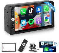 2 Din Wired Carplay And Android Auto 7 Inch Touch Screen Car Radio With Eq, Mirror Link, Bluetooth, Fm Radio, Swc, Usb/Aux/Sd Input + Backup Camera