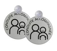 2 Disques Conduite Accompagnée avec Ventouse, Sticker Disque Conduite Accompagnée Autocollant de 15 cm de Diamètre pour Voiture Jeune Conducteur Apprentissage, Assurez une Conduite en Toute Sécurité