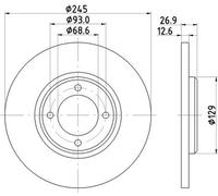 2 disques de frein avant HELLA pour FORD CAPRI ESCORT TAUNUS
