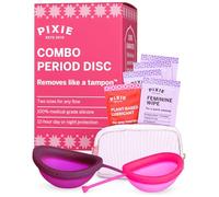 2 disques menstruels réutilisables en silicone médical 100% - Sans métaux ni toxines - Classés n° 1 pour leur souplesse - S’insèrent/retirent comme un tampon - 12 h de port - Capacité 5 et 7 tampons