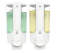 2 Distributeur de Savon Mural, 350ml Distributeur de Gel Douche Mural Porte Savon Liquide pour Salle de Bain Universel pour shampooing, Gel Douche, après-shampoing pour Cuisine, Hôtel(Blanc)