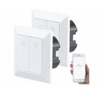 2 double interrupteurs connectés avec commande vocale LHC-52 Luminea Home Control