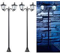 2 doubles lampadaires de jardin solaires à LED avec détecteur de mouvement [Royal Gardineer]