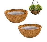 2 Doublure Ronen Fibre Coco 40cm, Doublure Remplacement Fibres Coco pour Panier Suspension, Doublures pour Jardinières Pot Fleurs intérieur ou extérieur
