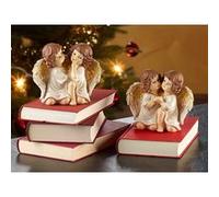 2 duos d'anges de Noël décoratifs - 14 cm G