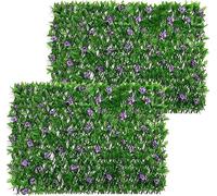 2 écrans de clôture en lierre artificiel, haie cachée, feuilles synthétiques extensibles for intimité, panneaux treillis jardin avec, 200x40cm