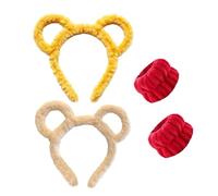 2 Élastiques À Cheveux Et 1 Paire De Bracelets, Jolie Coiffe D'Ours En Peluche, Combinaison De Protection Pour Le Visage Et Le Maquillage, Mignonne Et Mignonne À Porter Avec Des Accessoires.