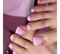 2 élégantes impressions French manucure sur les ongles, bords blancs avec finition pailletée, installation rapide pour les occasions spéciales, impression French Tip sur les ongles