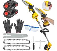 2-en-1 6 Pouces Tronçonneuse Sur Batterie Avec Perche Télescopique 21V, Élagueuse Électrique Sans Fil, Mini Tronçonneuse Pour Taille Des Branches Et Élagage Des Arbres (500w)