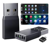 2-en-1 Adaptateur CarPlay sans Fil, Compatible avec Apple CarPlay & Android Auto, Passez du Câblé au sans Fil, Plug & Play, Connexion Rapide, sans Latence, Design Compact et Élégant