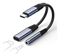 2 en 1 Adaptateur USB C Jack 3.5mm et Chargeur 60W Charge Rapide, Adaptateur Prise Jack USB C Compatible avec iPhone 17Air 16E 17 16 15 Pro Max Plus,iPad Air/Mini,Samsung S25/S24+,Pixel,Huawei,Xiaomi