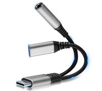 2 en 1 Adaptateur USB C Jack 3.5mm, Type-C Audio & Charge Rapide PD 60W, Adaptateur USB-C vers Jack 3.5mm, Adaptateur Casque, Prise Jack pour Appareils USB-C, Cable Aux Hi-Res