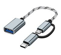 2-en-1 Adaptateur USB C/Micro vers USB, Seminer USB C vers USB, Câble Adaptateur Micro vers USB 3.0 OTG Compatible avec iMac Android Google Samsung Galaxy et Plus, Gris