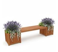 2 en 1 Banc de jardin avec 2 bacs à fleurs Banc en bois Jardinière Pot de fleur
