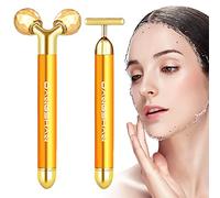 2-EN-1 Beauty Bar 24k Golden Massage Facial Visage Massager, 3D Roller Électrique et T Shape Visage Masseur Arm Eye Nose Head Massager Outils de soins de la peau