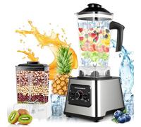 2-En-1 Blender Mixeur Haute Performance,Smoothie Maker 6000W, 2L + 0,5L, 9 Vitesses, 4 Lames, Mixeur Smoothies, Milkshakes et pour Congeler des Fruits