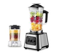 2-En-1 Blender Professionnel 2.5L, Blender Mixeur électrique avec 4 Blades en Acier Inoxydable, 9 vitesses, 6000W de Puissance, Pour Glace PiléE, Jus, Smoothie, Fruits, LéGumes, Noix (6000W)