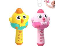 2-en-1 Bluetooth & Microphone Jouet pour Enfants, 4 Changer de Divertissement de Voix, Mini Karaoke Machine, Haut-Parleur Bluetooth Portable avec lumières LED (Rose + Jaune)