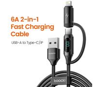 2-en-1 câble de type C universal serial bus tucci 14 l'affichage de charge rapide câble de foudre 100 watts pour apple 13 12 apple samsung xiaomi huawei apple S23 - Type Black-1m