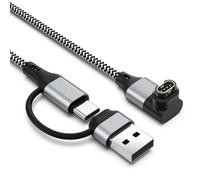 2-en-1 Câble pour Garmin Watch,USB-C Chargeur Cable pour Garmin Fenix 8 7 Pro Solar 6,Forerunner 970 965 955 570 255 165 55,Instinct E 3 2 2S 2X Solar,Vivoactive 3,Swim 2 (Gris, 0.3m)