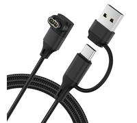 2-en-1 Câble pour Garmin Watch,USB-C Chargeur Cable pour Garmin Fenix 8 7 Pro Solar 6,Forerunner 970 965 955 570 255 165 55,Instinct E 3 2 2S 2X Solar,Vivoactive 3,Swim 2 (Noir, 1m)