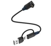 2-en-1 Câble pour Garmin Watch,USB-C Chargeur Cable pour Garmin Fenix 8 7 Pro Solar 6,Forerunner 970 965 955 570 255 165 55,Instinct E 3 2 2S 2X Solar,Vivoactive 3,Swim 2 (Noir, 0.3m)