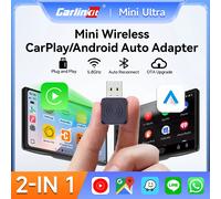 2 en 1 CarlinKit 5.0 Ultra sans fil CarPlay Android Auto adaptateur 2026 nouveau boîtier sans fil Wifi 5G pour voiture avec CarPlay filaire IOS26 Mini Ultra