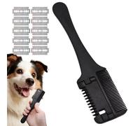 2-en-1 Cat & Dog Grooming Comb - Pet Razor for Long and Short Hair, Easy Grip Trimming Brush, Smooth Tool, Safe Effective Blade | Puppy Kitten Haircare Essentials