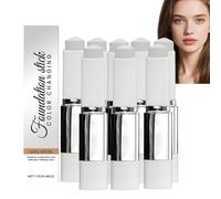 2-en-1 Color-Changing Foundation Stick In Ivory White, Lightweight Hydrating Cover Cream Stick V Foundation avec brosse amovible, maquillage de base de couverture complète à moyenne (8)