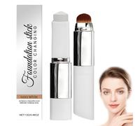 2-en-1 Color-Changing Foundation Stick In Ivory White, Lightweight Hydrating Cover Cream Stick V Foundation avec brosse amovible, maquillage de base de couverture complète à moyenne (1)