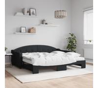 2 en 1 convertible avec lit gigogne style canapé lit noir 90x190cm