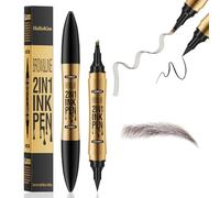 2 En 1 Crayon à sourcils liquide, 3D Tatouage Crayon à Sourcils Crayon Imperméable & Longue Durée Sourcil pour le Maquillage Naturel Micro crayon pour femmes et filles (Dark Brown)