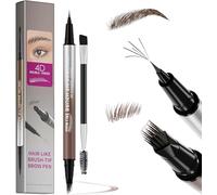 2-en-1 Crayon Sourcils Waterproof - Microblading Sourcils Maquillage Femme avec Pointe Fourche 4D et Pointe de Précision 0,1 mm, Crayon Sourcil Longue Tenue avec Brosse (Brun)