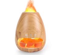 2 en 1 Diffuseur d'huiles Essentielles & Lampe en Cristal de Sel Himalaya, GuKKK 200ml Humidificateur de Flamme, Diffuseur d'aromathérapie, Humidificateur d'air Super Silencieux a 2 luminosité