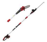 2-en-1 Élagueur sur Perche et Taille Haie Télescopique sans Fil TEENO,Poignée Principale Orientable,Tête Inclinable,Bandoulière Incluse(1 Batterie 20 V 4.0 Ah, Chargeur)