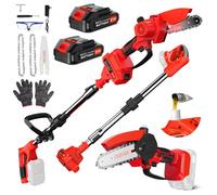 2-EN-1 Elagueuse sur perche& Mini Tronçonneuse sans fil, Tronçonneuse a Batterie Télescopique de 8 pouces avec 2 Batteries, Coupe Branche Electrique Longueur Réglable de 88cm à 125cm pour Jardin