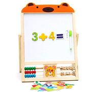 2 en 1 Enfants en Bois Tableau Noir Chevalet Stand d'apprentissage Conseil Vinyle Dessiner Chalkboard + Tableau Blanc avec Support en Bois: Enseignement