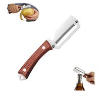 2 en 1 Éplucheur de Légumes Multifonctionnel avec Poignée Ergonomique Antidérapante Bois et Ouvre-Bouteille, Décapsuleur, Écailleur à Poisson, Outil de Cuisine pour Fruits et Légumes (1, B)