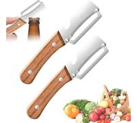 2 en 1 Éplucheur de légumes multifonctionnel,bouteille en acier inoxydable ultra tranchant,poignée ergonomique antidérapante en bois, éplucheur de fruits et de potates polyvalents, pour les (2)