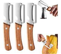 2 en 1 Éplucheur & Ouvre-Bouteille Multifonctionnel Éplucheur de Cuisine avec Lame en Acier Inoxydable Ultra-Tranchante Poignée en Bois Anti-Dérapante pour Légumes Fruits Citrouille Pommes (3)
